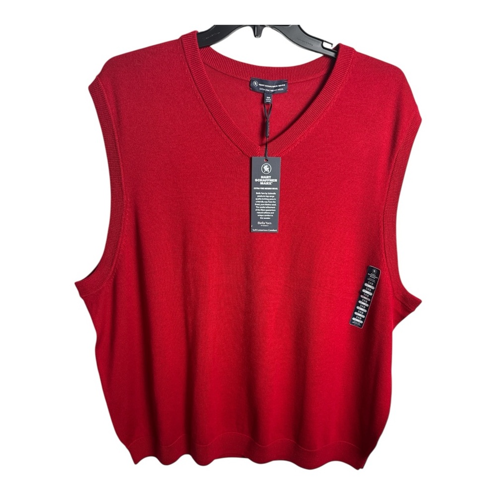 NWT Hart Schaffner Marx 3X 3XL RED Merino Wool Soft Sweater Vest Ski Winter Warm